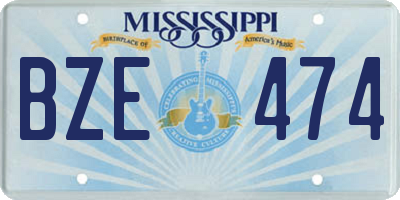 MS license plate BZE474