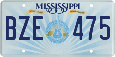 MS license plate BZE475