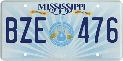 MS license plate BZE476