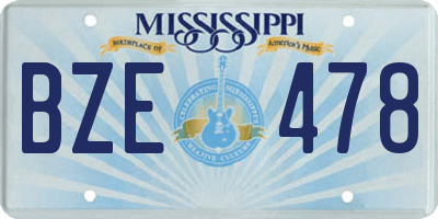 MS license plate BZE478