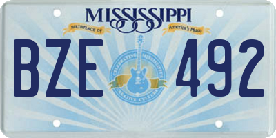 MS license plate BZE492