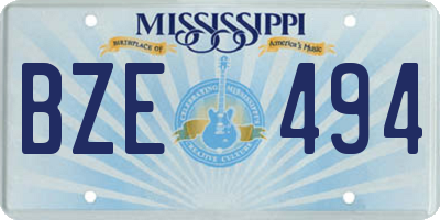 MS license plate BZE494