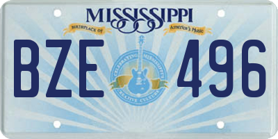 MS license plate BZE496