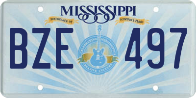MS license plate BZE497