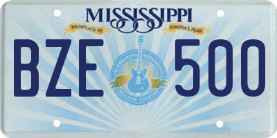 MS license plate BZE500