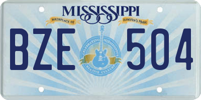 MS license plate BZE504