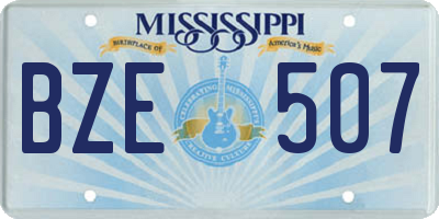 MS license plate BZE507