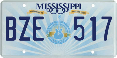MS license plate BZE517