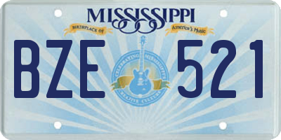 MS license plate BZE521