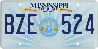 MS license plate BZE524