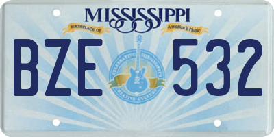 MS license plate BZE532