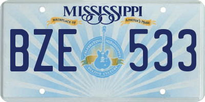 MS license plate BZE533