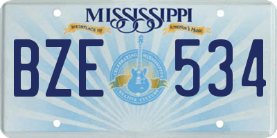 MS license plate BZE534