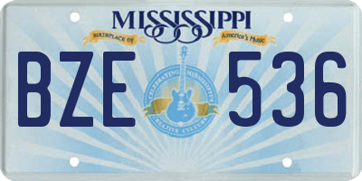 MS license plate BZE536