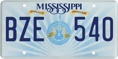 MS license plate BZE540