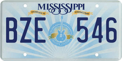 MS license plate BZE546