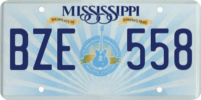 MS license plate BZE558