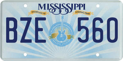 MS license plate BZE560
