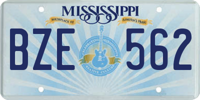MS license plate BZE562