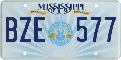 MS license plate BZE577