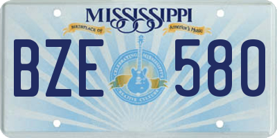 MS license plate BZE580