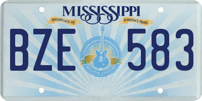 MS license plate BZE583