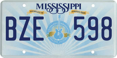 MS license plate BZE598