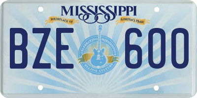 MS license plate BZE600