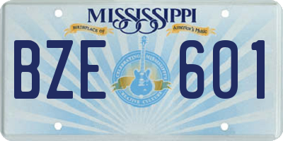 MS license plate BZE601