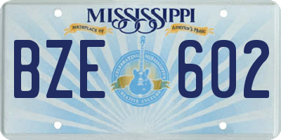 MS license plate BZE602