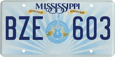 MS license plate BZE603
