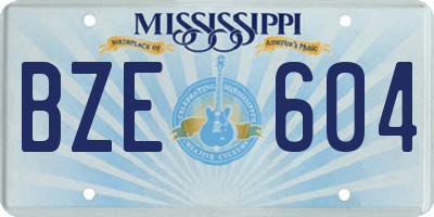 MS license plate BZE604