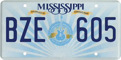 MS license plate BZE605