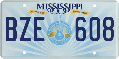 MS license plate BZE608