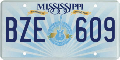 MS license plate BZE609