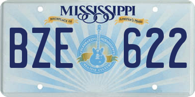 MS license plate BZE622