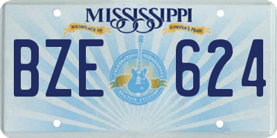 MS license plate BZE624