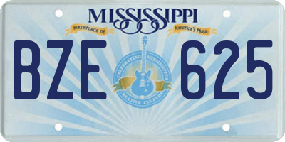 MS license plate BZE625