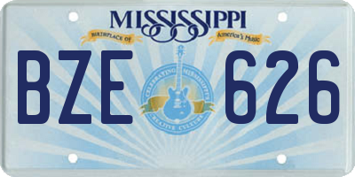 MS license plate BZE626