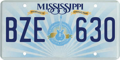MS license plate BZE630