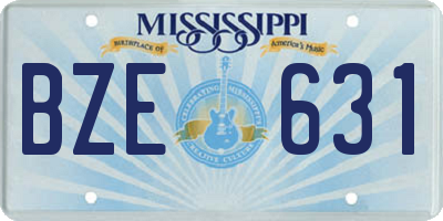 MS license plate BZE631