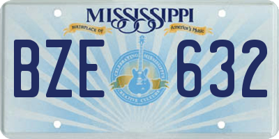 MS license plate BZE632