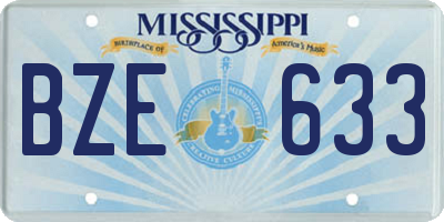 MS license plate BZE633