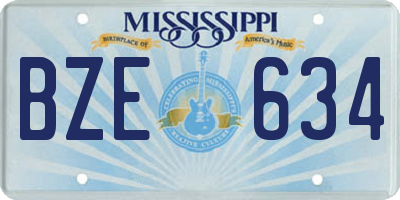 MS license plate BZE634