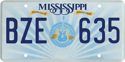 MS license plate BZE635