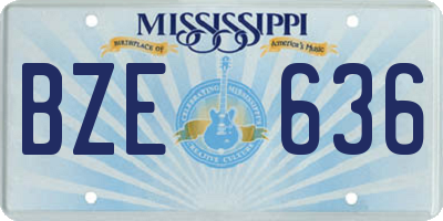 MS license plate BZE636