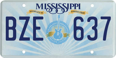 MS license plate BZE637