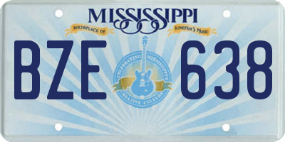 MS license plate BZE638