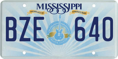 MS license plate BZE640