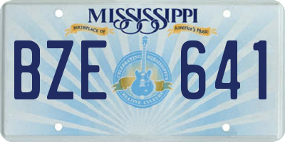 MS license plate BZE641